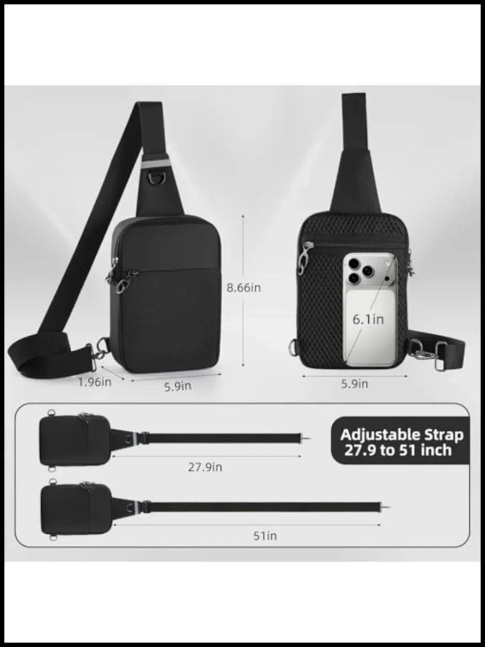 RFID Anti Theft Crossbody Sling Bag for Travel with Zipper Lock Water Resistant